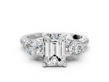 White gold Three-Stone Emerald Cut Diamond Pavé Band with Four-Prong Setting_63