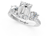 White gold Three-Stone Emerald Cut Diamond Pavé Band with Four-Prong Setting_64