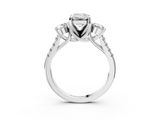 White gold Three-Stone Emerald Cut Diamond Pavé Band with Four-Prong Setting_66