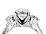White gold Three-Stone Emerald Cut Diamond Pavé Band with Four-Prong Setting_67