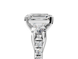 White gold Three-Stone Emerald Cut Diamond Pavé Band with Four-Prong Setting_68