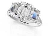 White gold Three-Stone Emerald Cut Diamond Pavé Band with Prong Setting_84