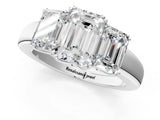 White gold Three-Stone Emerald Cut Diamond Ring with Channel Set Band and Four-Prong Setting_108