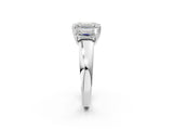 White gold Three-Stone Emerald Cut Diamond Ring with Channel Set Band and Four-Prong Setting_109