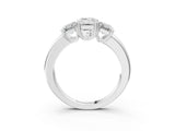 White gold Three-Stone Emerald Cut Diamond Ring with Channel Set Band and Four-Prong Setting_110