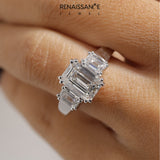 14K White Gold Three-Stone 3.09 Carat D VVS1 Round Cut Diamond Ring with Channel Set Band and Four-Prong Setting
