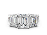 White gold Three-Stone Emerald Cut Diamond Ring with Channel-Set Band and Four-Prong Setting_52