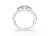 White gold Three-Stone Emerald Cut Diamond Ring with Channel Set Band and Four-Prong Setting_52