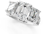 White gold Three-Stone Emerald Cut Diamond Ring with Channel-Set Band and Four-Prong Setting_53