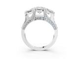 White gold Three-Stone Emerald Cut Diamond Ring with Channel-Set Band and Four-Prong Setting_55