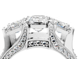 White gold Three-Stone Emerald Cut Diamond Ring with Channel-Set Band and Four-Prong Setting_56