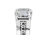 White gold Three-Stone Emerald Cut Diamond Ring with Channel-Set Band and Four-Prong Setting_57