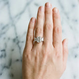 14K White Gold Three-Stone 3.09 Carat D VVS1 Round Cut Diamond Ring with Channel Set Band and Four-Prong Setting