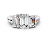 White gold Three-Stone Emerald Cut Diamond Ring with Channel-Set Band and Four-Prong Setting_68