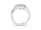 White gold Three-Stone Emerald Cut Diamond Ring with Channel-Set Band and Four-Prong Setting_81