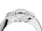 White gold Three-Stone Emerald Cut Diamond Ring with Channel-Set Band and Four-Prong Setting_82