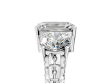 White gold Three-Stone Emerald Cut Diamond Ring with Channel-Set Band and Prong Setting_11