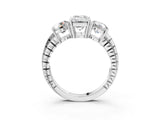 White gold Three-Stone Emerald Cut Diamond Ring with Channel-Set Band and Prong Setting_9