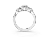 White gold Three-Stone Emerald Cut Diamond Ring with Pear  Side Stones in Four-Prong Setting_19
