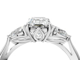 White gold Three-Stone Emerald Cut Diamond Ring with Pear  Side Stones in Four-Prong Setting_20