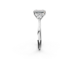 White gold Three-Stone Emerald Cut Diamond Ring with Pear Side Stones in Four-Prong Setting_219
