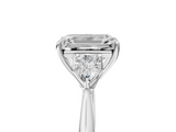 White gold Three-Stone Emerald Cut Diamond Ring with Pear Side Stones in Four-Prong Setting_222