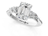 White gold Three-Stone Emerald Cut Diamond Ring with Pear  Side Stones in Four-Prong Setting_23
