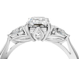 White gold Three-Stone Emerald Cut Diamond Ring with Pear  Side Stones in Four-Prong Setting_26