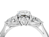 White gold Three-Stone Emerald Cut Diamond Ring with Pear  Side Stones in Four-Prong Setting_68
