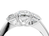 White gold Three-Stone Emerald Cut Diamond Ring with Prong Setting and Classic Band_7