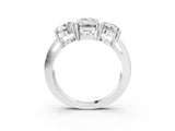 White gold Three-Stone Emerald Cut Diamond Ring with Round Side Stones, Classic Band, and Four-Prong Setting_10