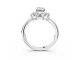 White gold Three-Stone Emerald Cut Diamond Solitaire with Prong Setting and Classic Band_96