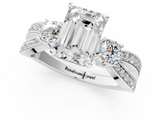 White gold Three-Stone Emerald Cut Diamond Twist Band with Prong Setting_82