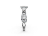 White gold Three-Stone Emerald Cut Diamond Twist Band with Prong Setting_83
