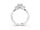 White gold Three-Stone Emerald Cut Diamond Twist Band with Prong Setting_90