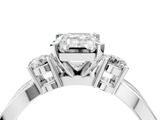 White gold Three-Stone Emerald Cut Diamond Twist Band with Prong Setting_91