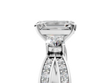 White gold Three-Stone Emerald Cut Diamond Twist Band with Prong Setting_92