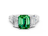 White gold Three-Stone Emerald Cut Emerald Braided Band Ring with Four-Prong Setting_36