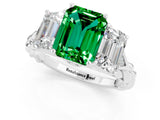 White gold Three-Stone Emerald Cut Emerald Braided Band Ring with Four-Prong Setting_37