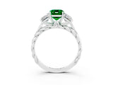 White gold Three-Stone Emerald Cut Emerald Braided Band Ring with Four-Prong Setting_39