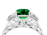 White gold Three-Stone Emerald Cut Emerald Braided Band Ring with Four-Prong Setting_40