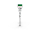 White gold Three-Stone Emerald Cut Emerald Pavé Band with Four-Prong Setting_2