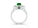 White gold Three-Stone Emerald Cut Emerald Pavé Band with Four-Prong Setting_3