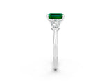 White gold Three-Stone Emerald Cut Emerald Ring with Pear Side Stones and Four-Prong Setting_2