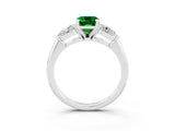 White gold Three-Stone Emerald Cut Emerald Ring with Pear Side Stones and Four-Prong Setting_3