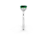 White gold Three-Stone Emerald Cut Emerald Ring with Pear  Side Stones in Four-Prong Setting_14