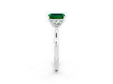 White gold Three-Stone Emerald Cut Emerald Ring with Pear  Side Stones in Four-Prong Setting_50