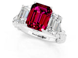 White gold Three-Stone Emerald Cut Garnet Braided Band Ring with Four-Prong Setting_37