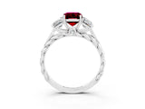 White gold Three-Stone Emerald Cut Garnet Braided Band Ring with Four-Prong Setting_39