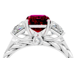 White gold Three-Stone Emerald Cut Garnet Braided Band Ring with Four-Prong Setting_40